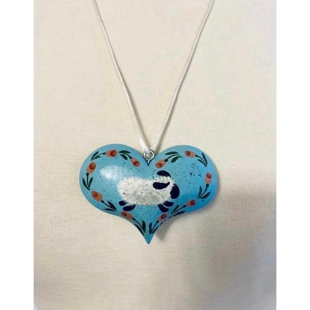 Handmade‎ Wooden Heart Sheep Necklace